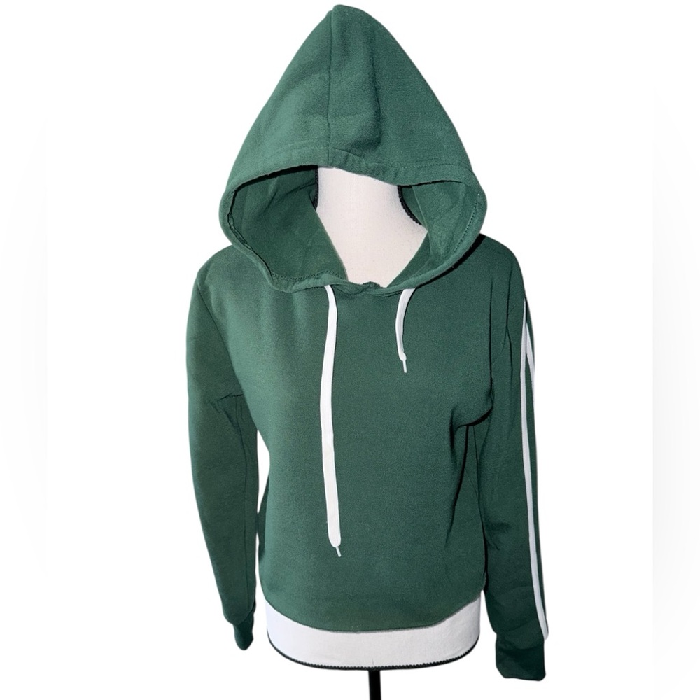 Roma Concept Cropped Green Athletic Fleece Hoodie Size Medium